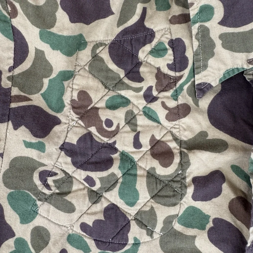 Vintage Camouflage Hunting Shirt Sz Large Camo Military Survival Frog Woodland